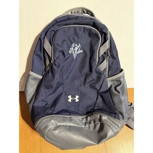 Under Armour Storm Backpack Navy Gray Viking Mascot Logo Water-Resistant OSFA